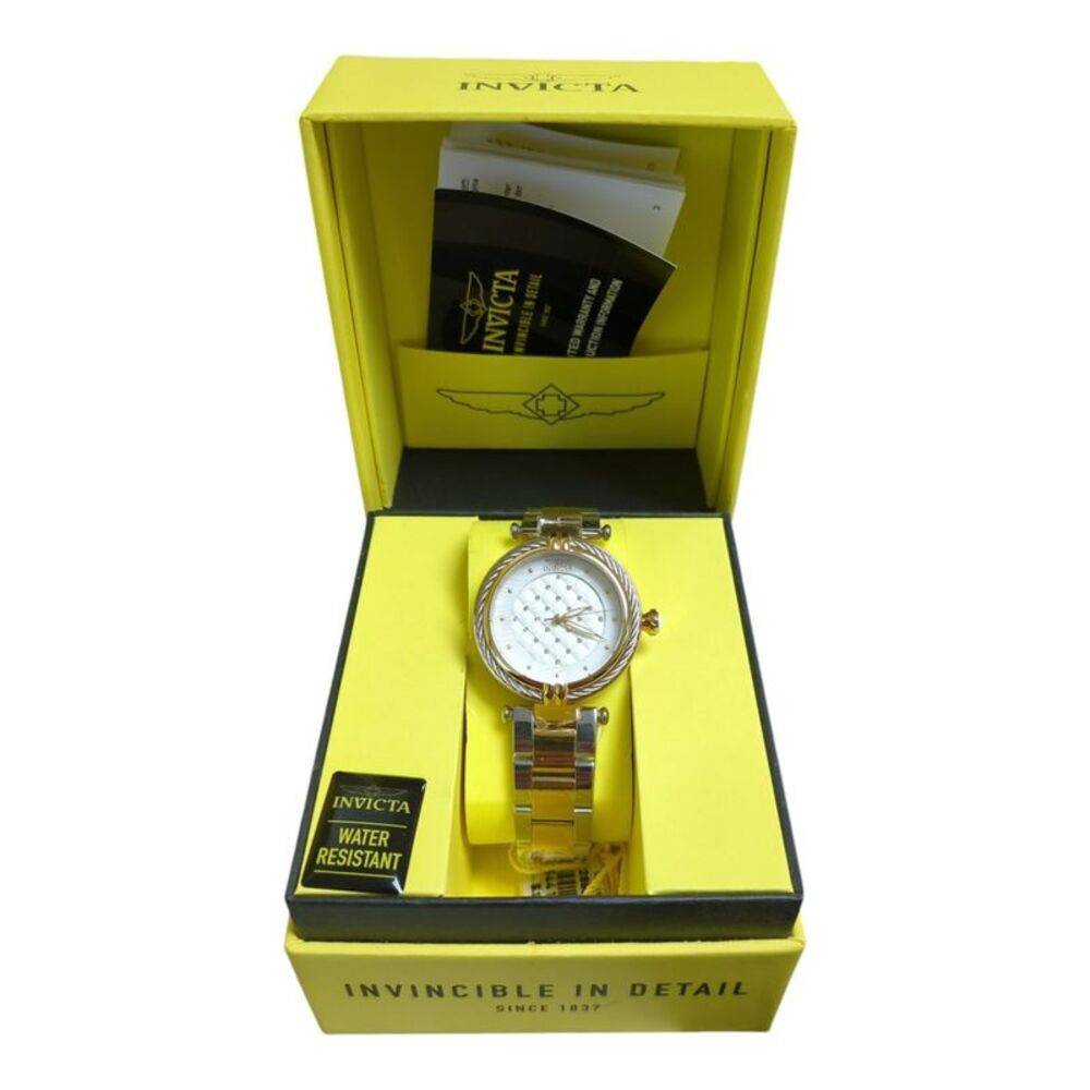 Invicta Women's Bolt Quartz Stainless Steel Watch , White Dial, Gold/Silver